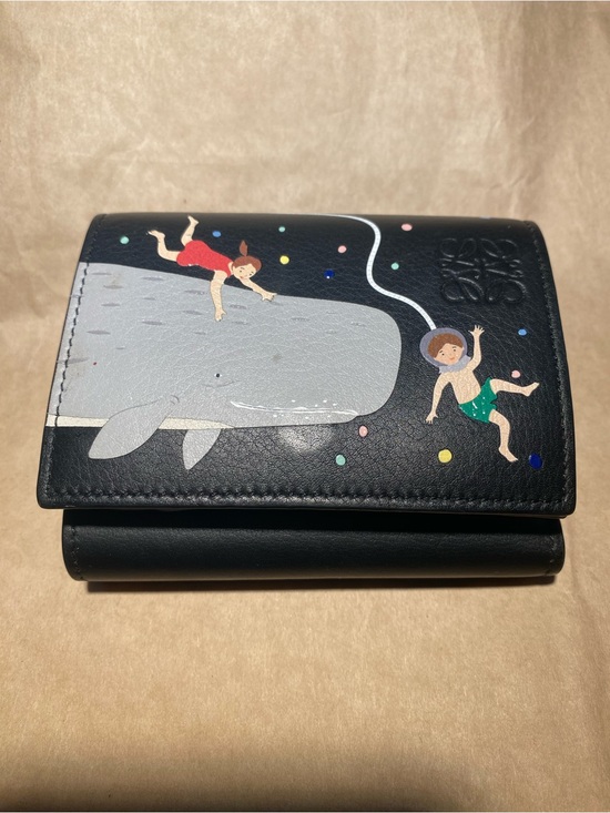 Loewe Handbags - Loewe x FUJITA Black Leather Kids Whale & Swimmers Wallet